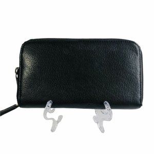 Marc Jacobs Black And Purple Pebbled Leather Zip Around Organizer Clutch Wallet
